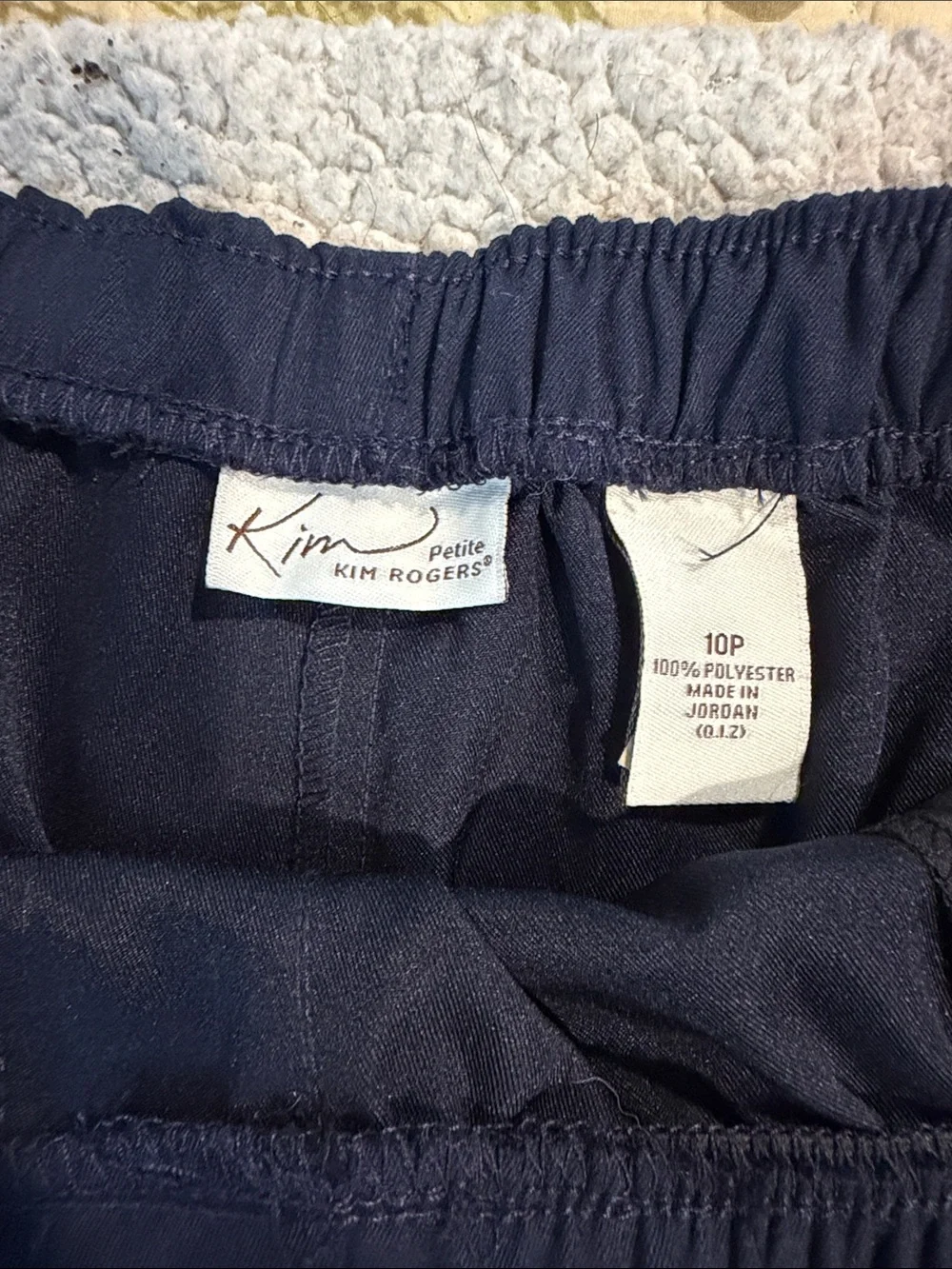Kim Rogers Navy Petite Elastic-Waist Capris